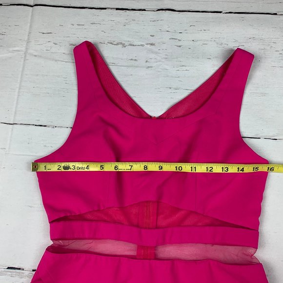 Tea & Cup womens jrs M pink sleeveless mesh waist asymmetric hem bodycon dress - Picture 5 of 7